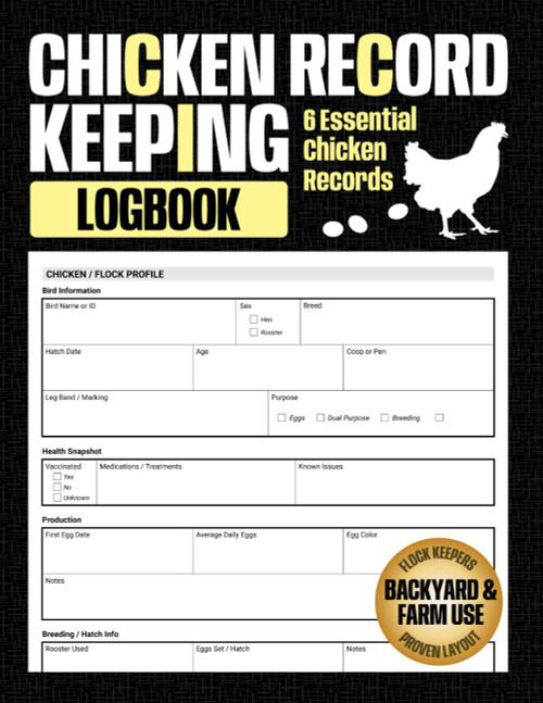 Chicken Record Keeping Log Book: Track Egg Production