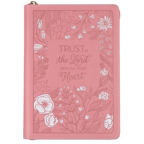 Christian Art Gifts Pink Vegan Leather Zipped Journal