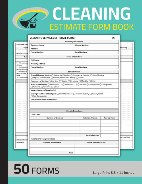 Cleaning Estimate Form Book: House Cleaning Service Quote Record |