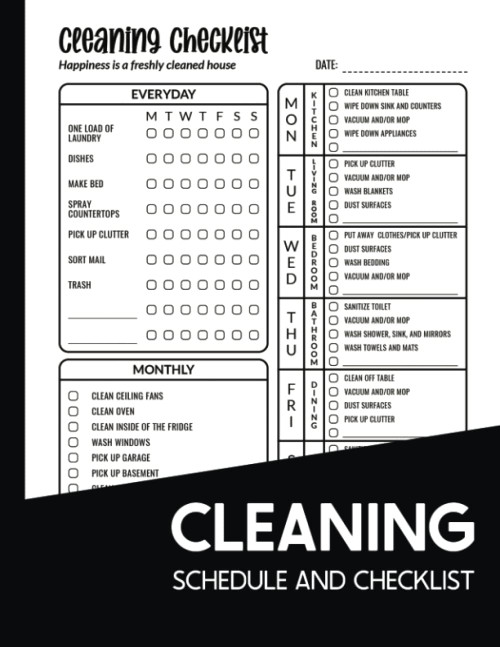 Cleaning Schedule and Checklist: Daily Weekly and Monthly Household