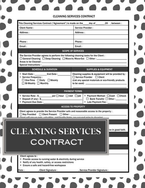 Cleaning Services Contract Form Book