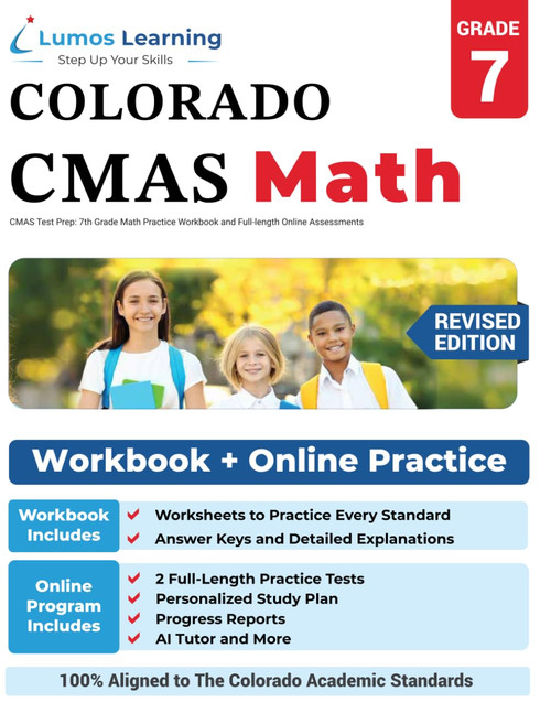 CMAS Test Prep: 7th Grade Math Practice Workbook and Full-length Online
