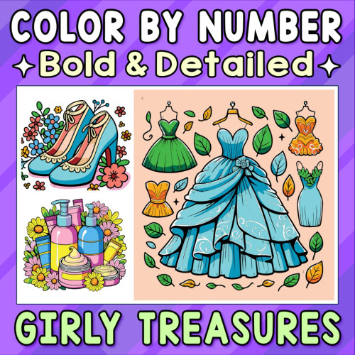 Color By Number Bold & Detailed Girly Treasures