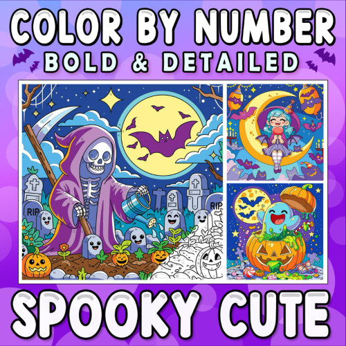 Color By Number Bold & Detailed Spooky Cute