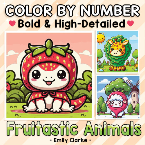 Color By Number Bold & High-Detailed Fruitastic Animals