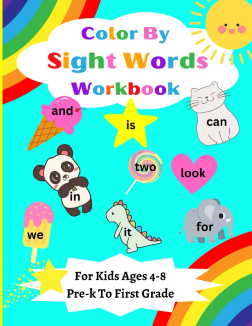 Color By Sight Words Workbook For Kids Ages 4-8