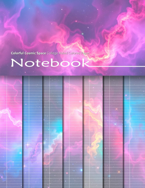 Colorful Cosmic Space College Ruled Colored Paper Notebook