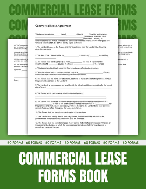 Commercial Lease Agreement forms Book, 60 forms, Lease Agreement Between Tenant and Landlord -8.5×11 in