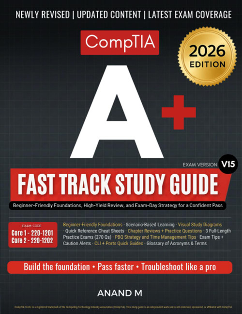COMPTIA A+ CORE 1 & CORE 2 Fast Track Study Guide, EXAM CODE