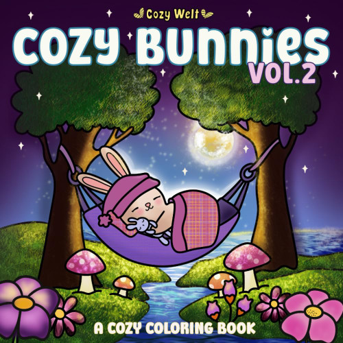 Cozy Bunnies Vol. 2: A Cozy Coloring Book for Adults with 40 Hand-Drawn