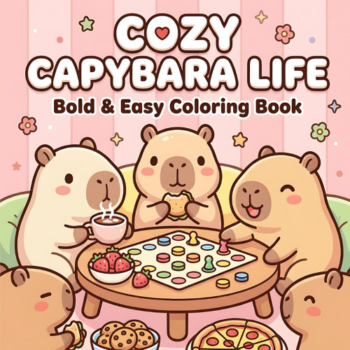 Cozy Capybara Life Bold and Easy Coloring Book