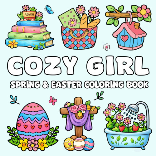 Cozy Girl Spring and Easter Coloring Book