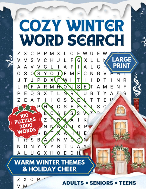 Cozy Winter ❄ Word Search Large Print Puzzles for Adults & Seniors: 100 Relaxing Word Finds