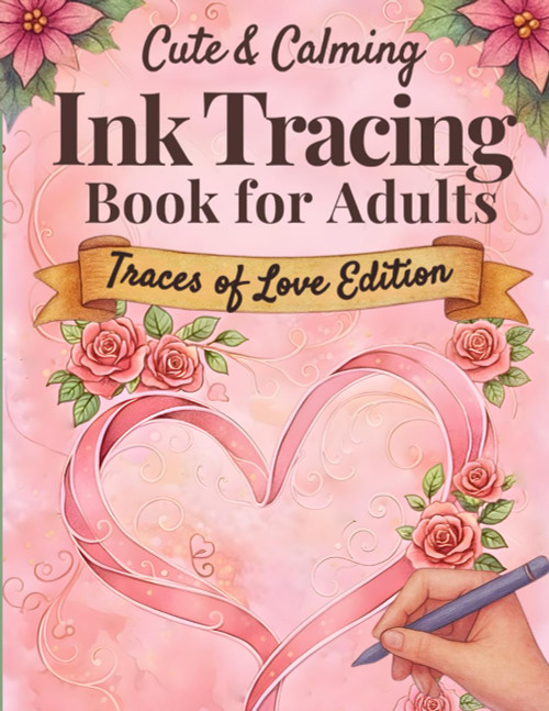 Cute & Calming Ink Tracing Book for Adults – Traces of Love Edition