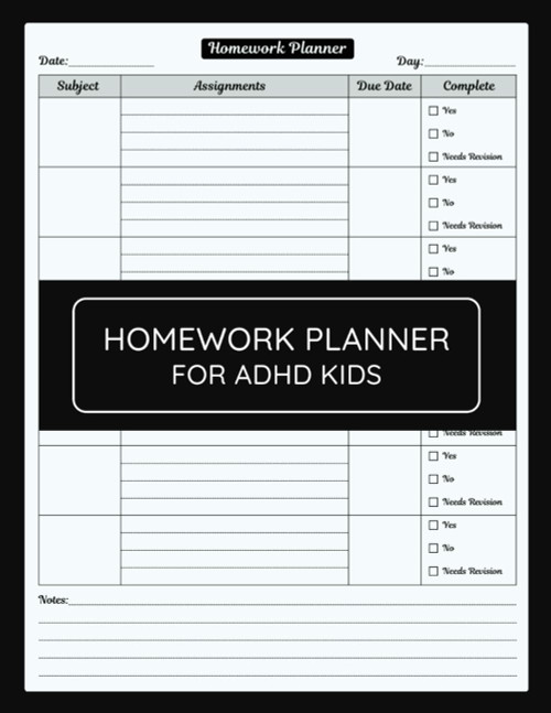 Daily Homework Planner for ADHD Kids