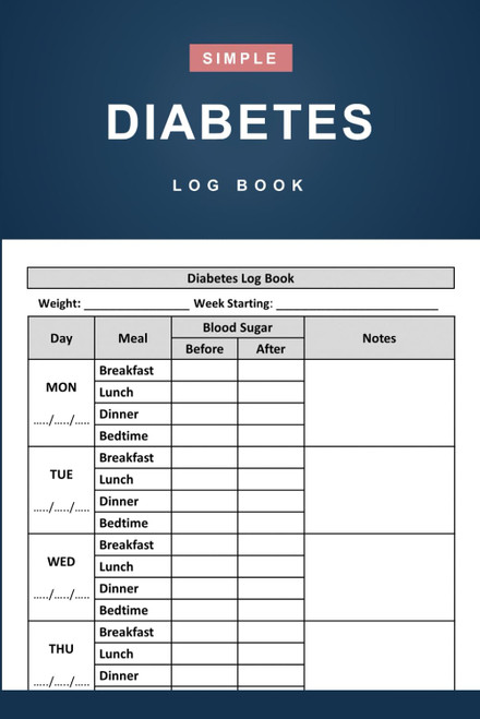 Diabetes Log Book: Simple 2-Year Daily Blood Sugar Log Book for Record