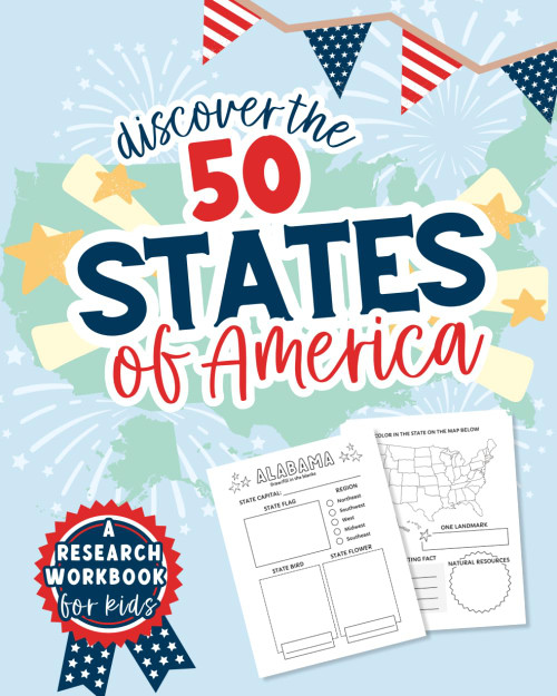 Discover the 50 States of America: A Research Workbook for Kids