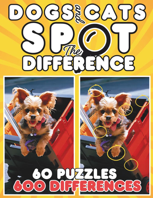 Dogs and Cats Spot the Difference Book for Adults