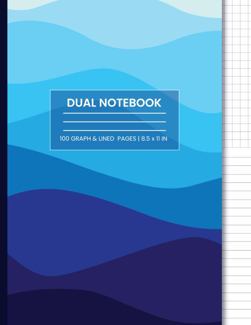 Dual Notebook: Half Quad Rule Graph (4x4) & Half College Rule Lined Pages