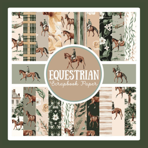 Equestrian Scrapbook Paper: Horse Pattern Ephemera Craft Paper Pad For