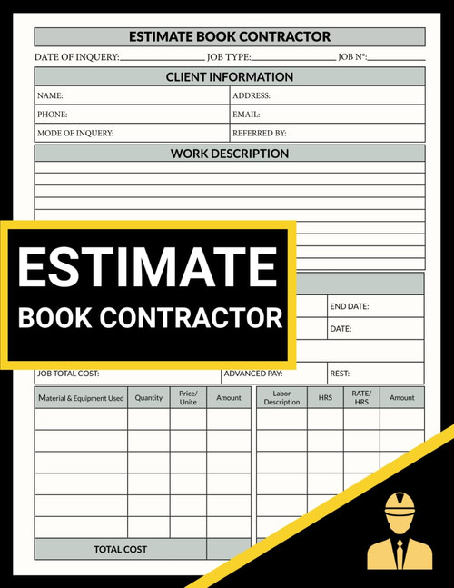Estimate Book Contractor: Job Estimate Quote Record Book