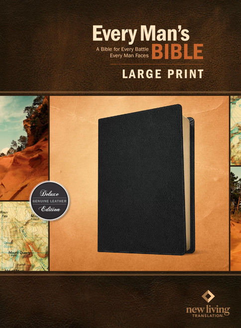 Every Man's Bible NLT – Large Print, Genuine Leather, Black, Indexed