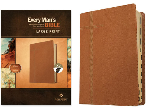 Every Man's Bible NLT – Large Print, LeatherLike, Tan, Indexed