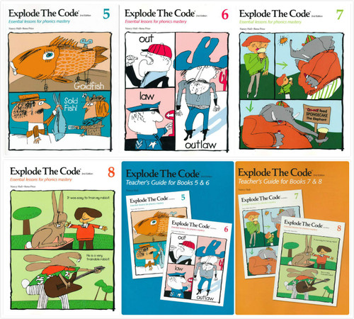 Explode the Code Books Set (6 Books) Book 5 - 8 and Teacher's Guide for