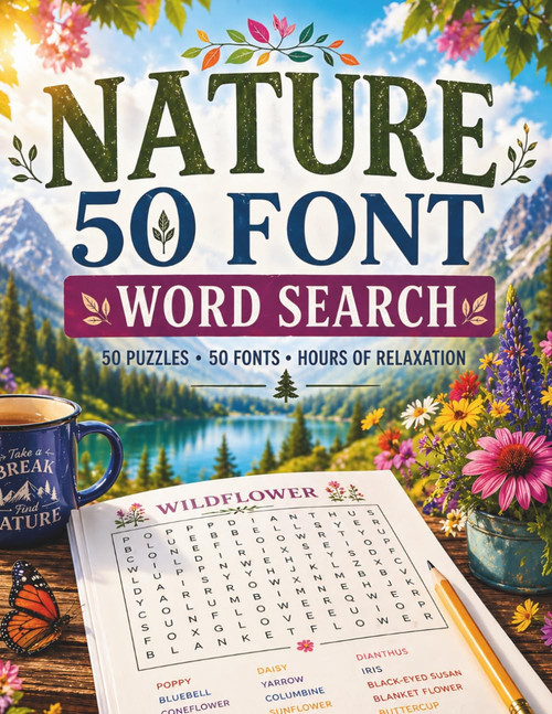 Extra Large Font (50 Font) Nature Word Search For Adults