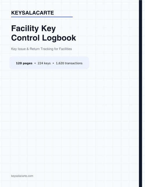 Facility Key Control Logbook: Key Issue & Return Tracking for Offices