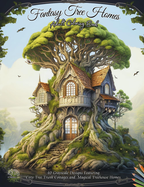 Fantasy Tree Homes Adult Coloring Book