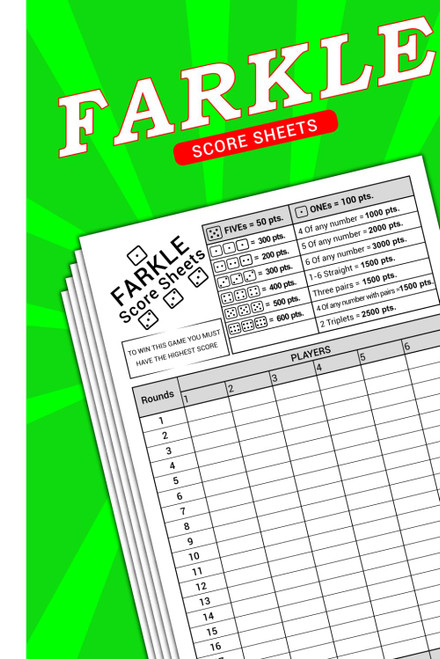 Farkle score sheets: Large print scores pads for farkle dice game - 108