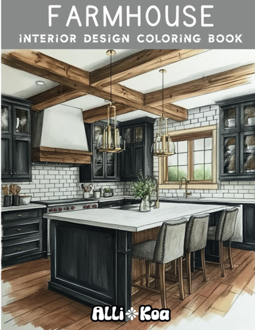 Farmhouse Interior Design Coloring Book