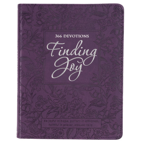 Finding Joy - 366 Devotions, Purple Floral Faux Leather Devotional for