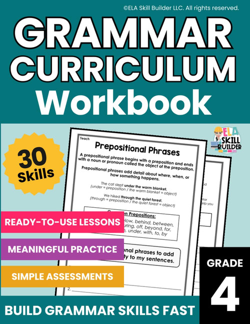 Fourth Grade Grammar Curriculum Workbook: Daily Grammar Lessons