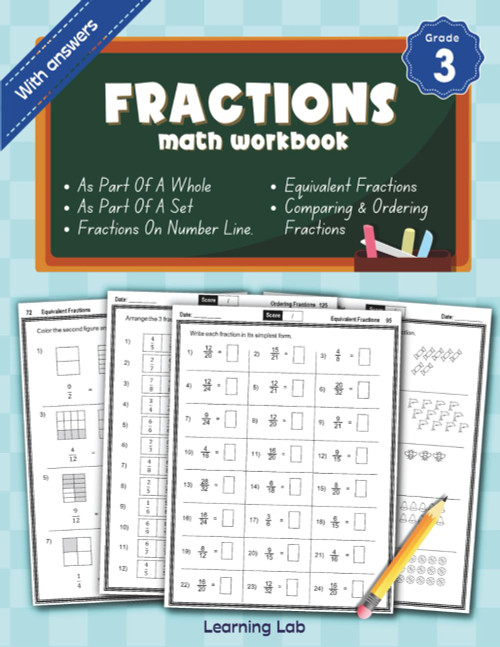 Fractions Math Workbook Grade 3: Fractions As Part Of A Whole