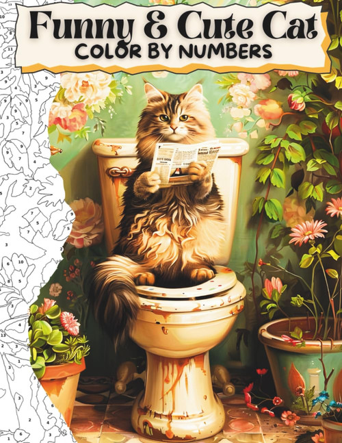 Funny & Cute Cat Color by Number Book for Adults, Girls & Cat Moms