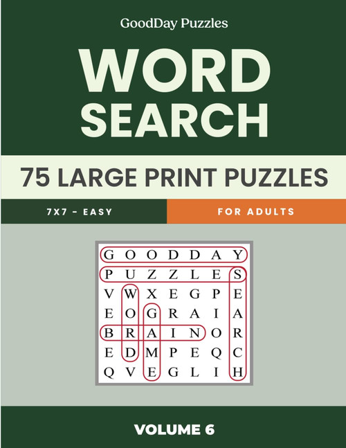 GoodDay Puzzles - Easy Word Search - 75 Themed Puzzles - 7 x 7 Large