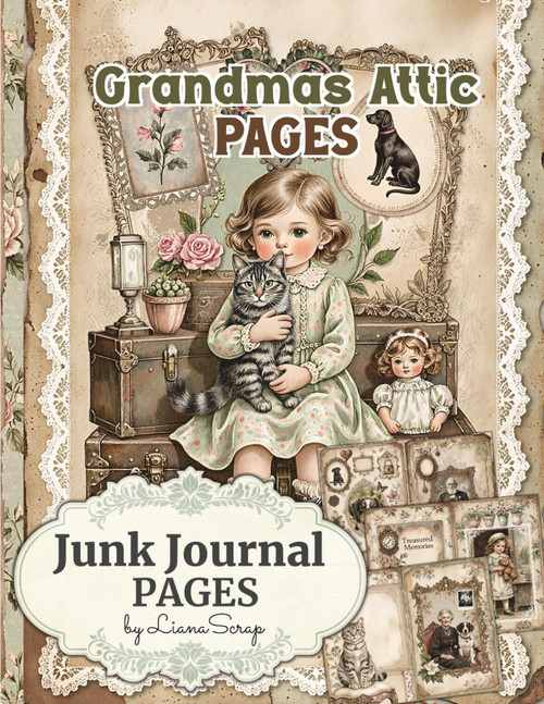 Grandma's Attic Pages by LianaScrap: Junk Journal Pages and Ephemera