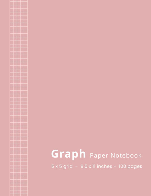 Graph Paper Notebook - 5x5 Grid - 8.5 x 11 - 100 Pages