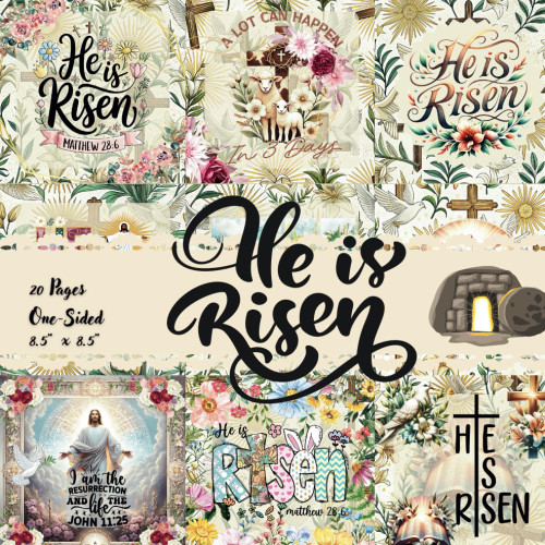 He Is Risen: Christian Easter Scrapbook Paper