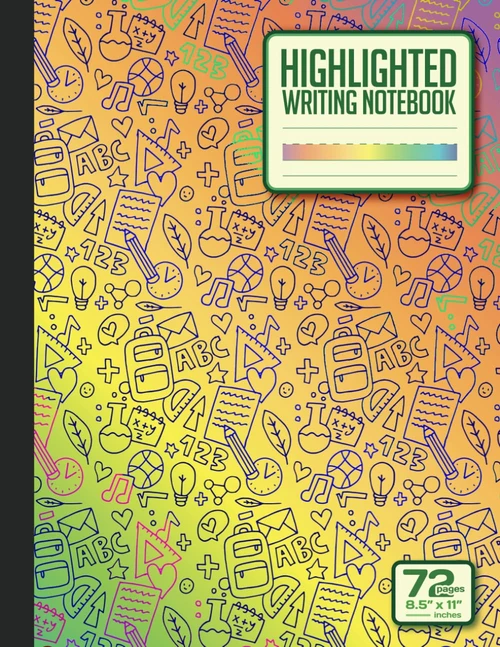 Highlighted Writing notebook: Rainbow Colored Highlighted Handwriting
