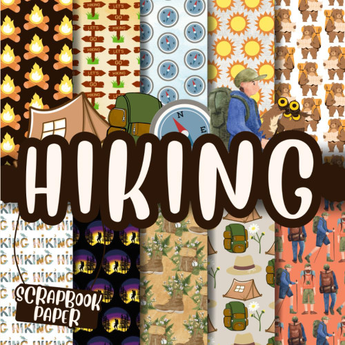 Hiking Scrapbook Paper: Double-Sided Decorative Craft Papers For Wrapping