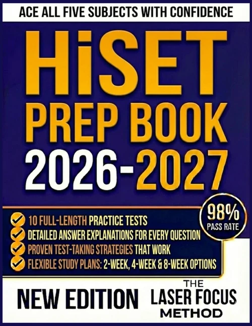 HiSET Prep Book 2026-2027: 10 Practice Tests with Complete Answer