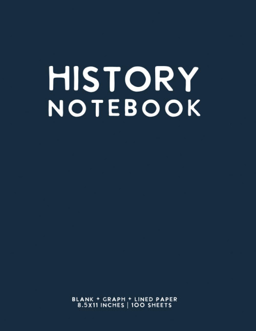History Notebook: Dark Blue Grid + Lined Paper Study Journal by schoolnest