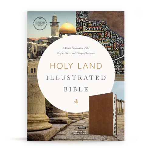 Holy Land Illustrated Bible, British Tan – LeatherTouch, Black, Indexed
