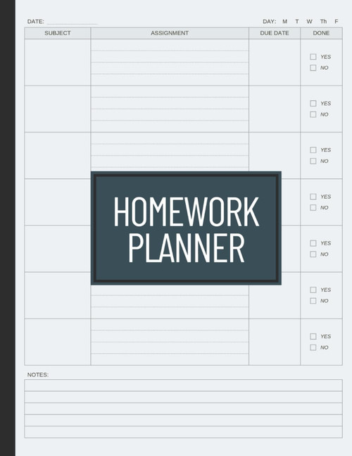Homework Planner: Undated Assignment Notebook for Elementary