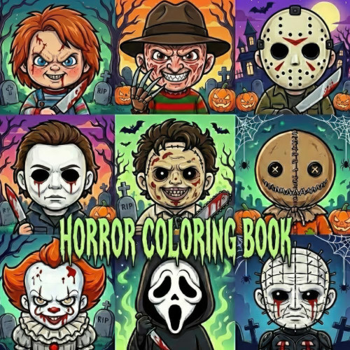 Horror Coloring Book: 50+ Scary and Creepy Coloring Pages Featuring Chibi