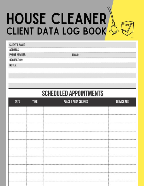 House Cleaner Client Data Log Book