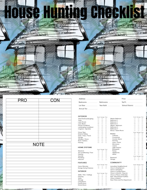 House Hunting Checklist: Home Buying Journal And Notes Log Planner to